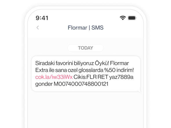 flormar cs sms notifications